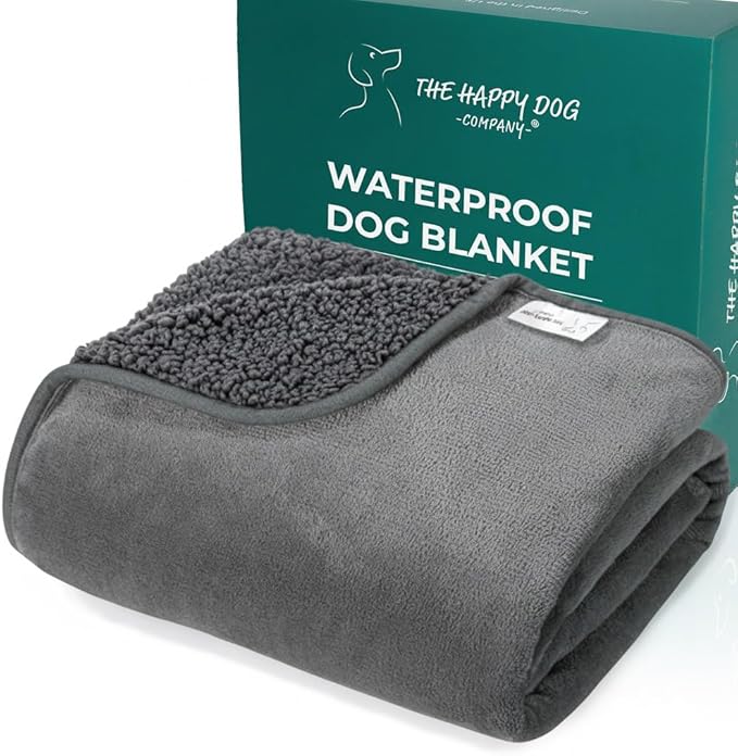 100% Waterproof Dog Blankets for Large Dogs – Soft Fleece, Washable Pet Throw for Couch, Car, Bed & Furniture Protection, Soft Fluffy Reversible Blanket, 40x47, Dark Gray/Gray