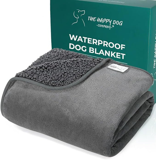 100% Waterproof Dog Blankets for Large Dogs – Soft Fleece, Washable Pet Throw for Couch, Car, Bed & Furniture Protection, Soft Fluffy Reversible Blanket, 40x47, Dark Gray/Gray