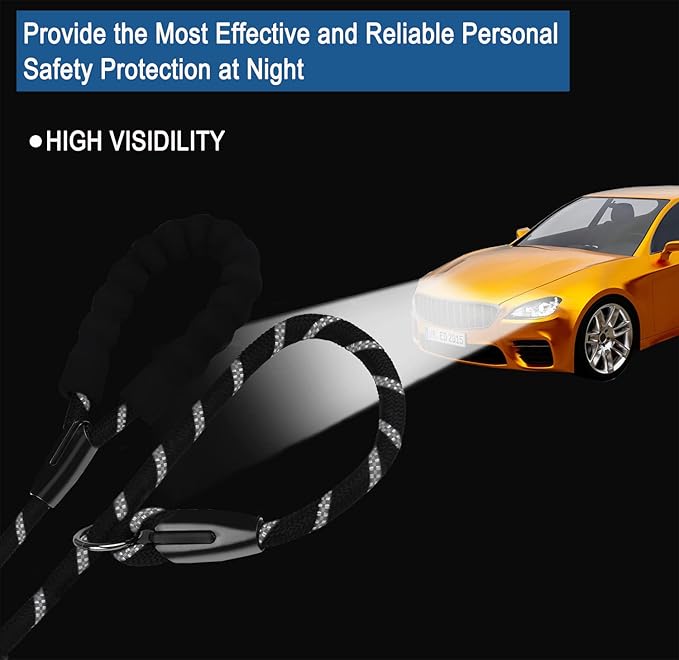 Dog Leash, 6 FT Heavy Duty Dog Leashes, Durable Premium Quality Strong Rope Slip Leash with Comfortable Padded Handle and Highly Reflective Threads for Small Medium and Large Dogs, (Black)