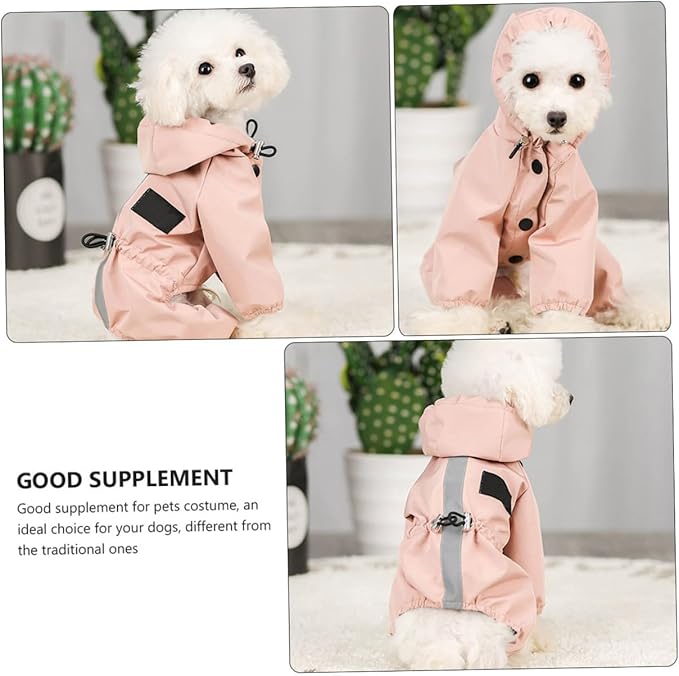 Angoily Reflective Dog Raincoat Lightweight Breathable Hoodie with Adjustable Drawstring Windproof Puppy Clothes for XXL Pets and Easy to Wear