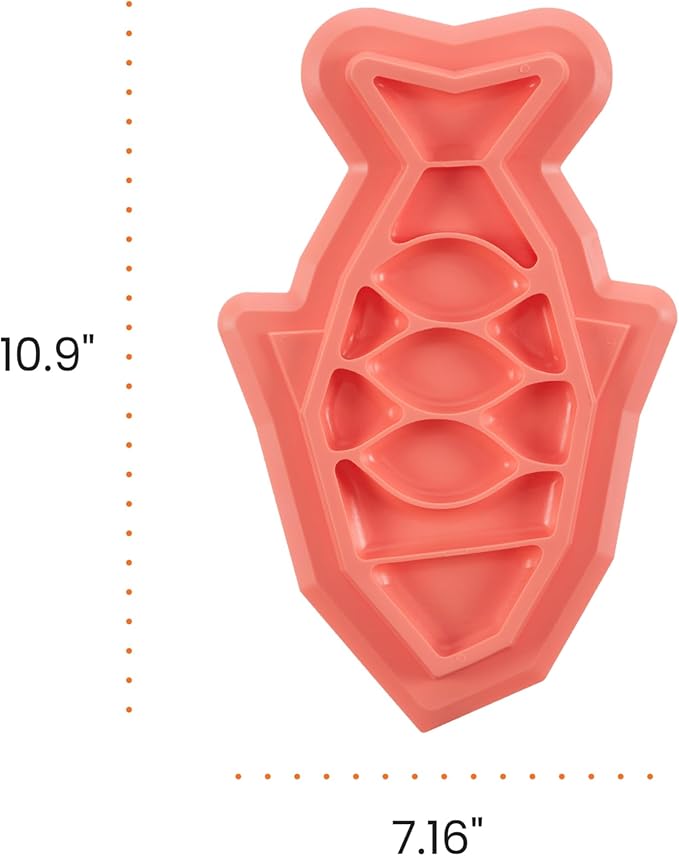 Catstages Fishie Fun Feed Mat – Non-Slip Slow Feeder Mat for Cats with Catnip, Crinkle Sounds & Engaging Play, ½ Cup Food Capacity, Pink