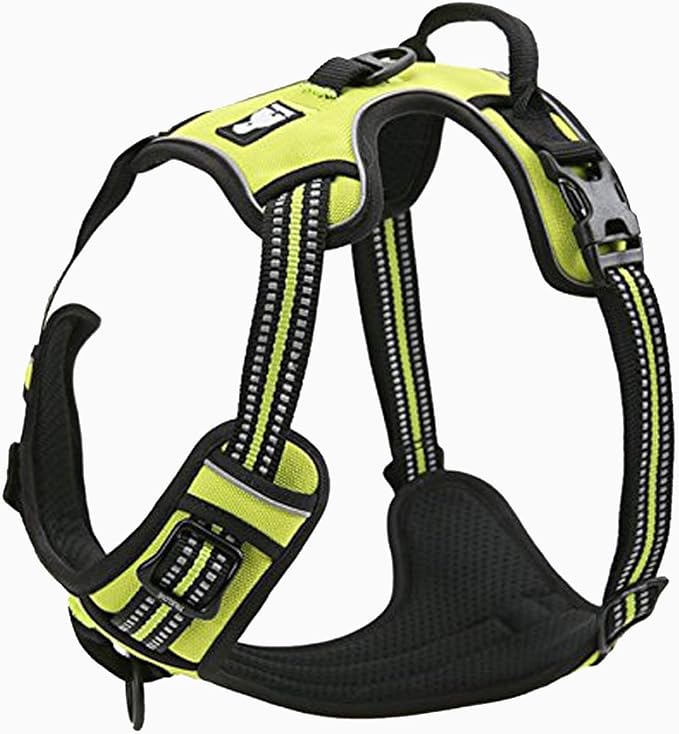 TRUE LOVE Adjustable No-Pull Dog Harness Reflective Pup Vest Harnesses Comfortable Control Brilliant Colors TLH5651(Neon Yellow,M)