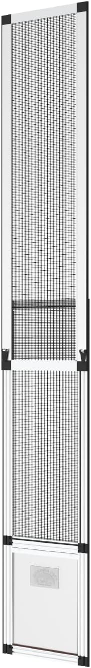 Hakuna Pets V2 Patio Pet Door Screen Insert Panel for Sliding Doors, Fits Door Track Min Ht 62.99" to Max Ht 84.25",UV Resistant Mesh, Locking Magnetic Dog Door, Easy Install and Removal,Large,Silver