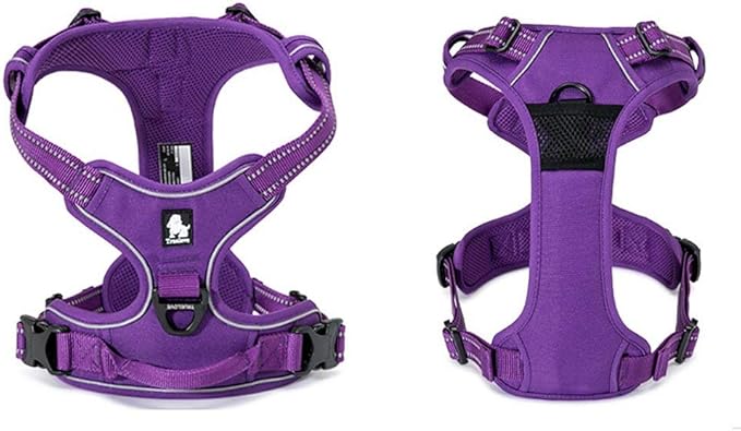 TRUE LOVE Adjustable No-Pull Dog Harness Reflective Pup Vest Harnesses Comfortable Control Brilliant Colors TLH5651(Purple,S)
