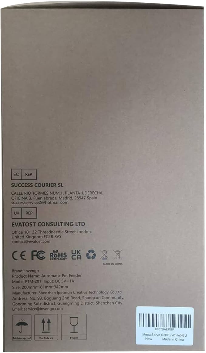 Automatic Cat Feeder - Cat Food Dispenser for 2 Cats MeowServe S20D, Auto Dog Feeder with Stainless Steel Bowls, 5L Pet Feeder with Patented Anti-Jam Port, App, Dual Lock Lid & 2.4G/5G WiFi