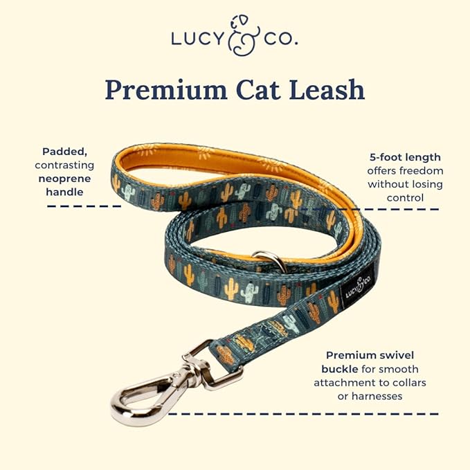 Lucy & Co. Looking Sharp Step-in Cat Harness & Leash Bundle – Reflective, Breathable & Adjustable Harness for Cats, Kittens & Small Dogs, Lightweight & Secure and Dual Leash Clips – Medium