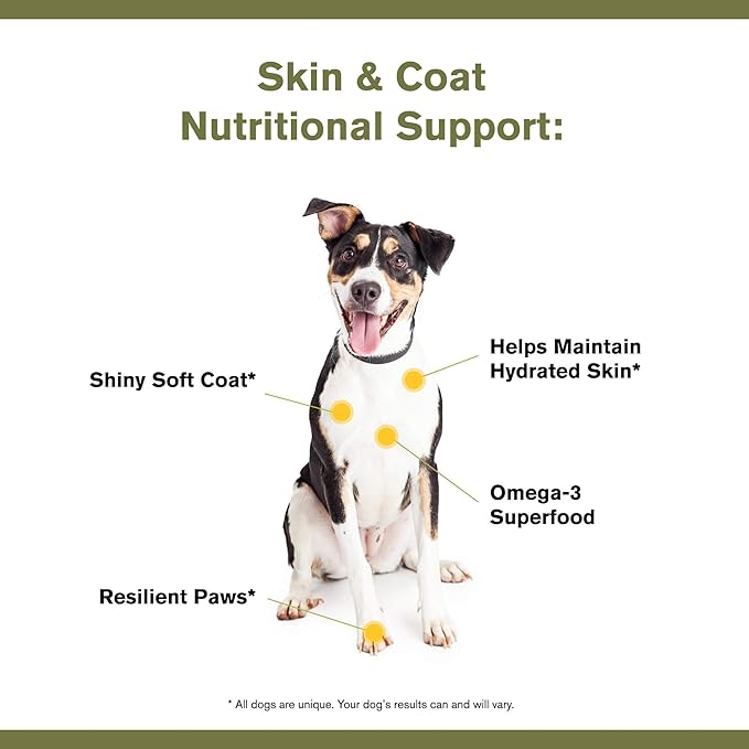 Badlands Ranch - Skin & Coat Canine Supplement w/Omega-3 Fatty Acids, Org. Ingredients, Antioxidant Topper, Nourish Coat &Paws, Joint, Support Shiny Coat & Healthy Skin by Katherine Heigl (30 Scoops)