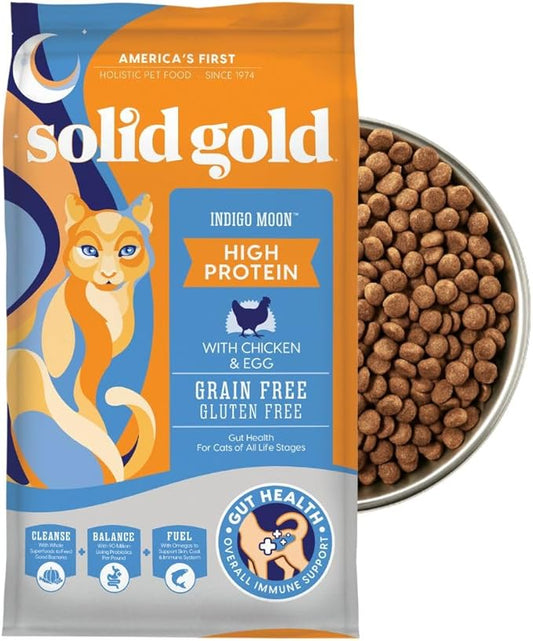 Solid Gold High Protein Dry Cat Food - Grain Free & Gluten Free Chicken Cat Dry Food w/Probiotics for Gut Health & Digestion - High Fiber & Omega 3 - Low Carb Superfood Kibble for Cats All Ages - 6LB