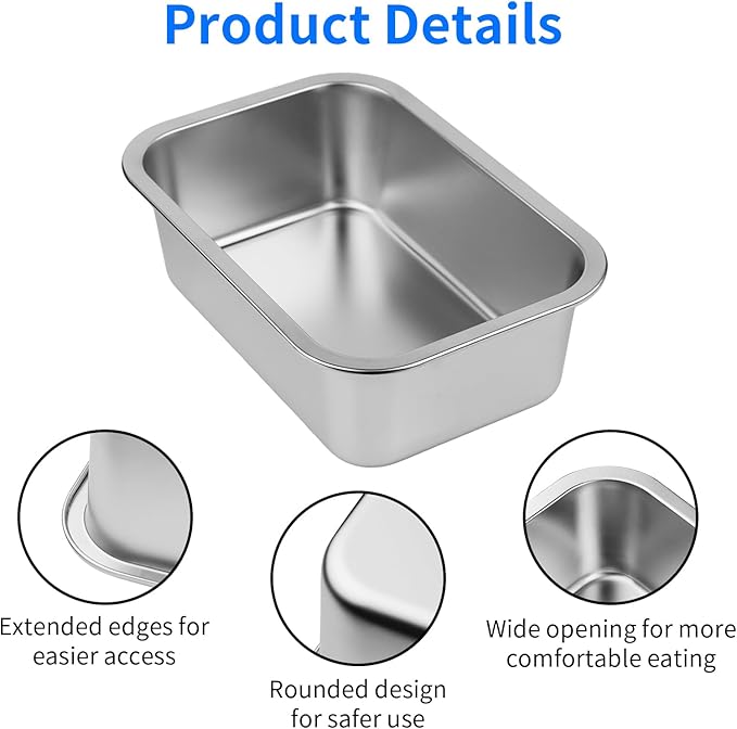 Ohtomber Stainless Steel Dog Bowls - 0.85 Gallons Large Metal Dog Water & Food Bowl No Spilling, High Capacity Water Trough Pet Dishes, Outdoor Feeder Food Plate for Medium Pet, Cat, Puppy