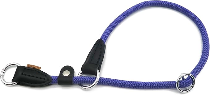 Braided Round Martingale Dog Collar, Training Collar with Slidable Stop Ring and Adjustable Stopper - Ideal for Medium Dogs (M(1/3") - 18" Long, Purple)