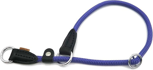 Braided Round Martingale Dog Collar, Training Collar with Slidable Stop Ring and Adjustable Stopper - Ideal for Medium Dogs (M(1/3") - 18" Long, Purple)