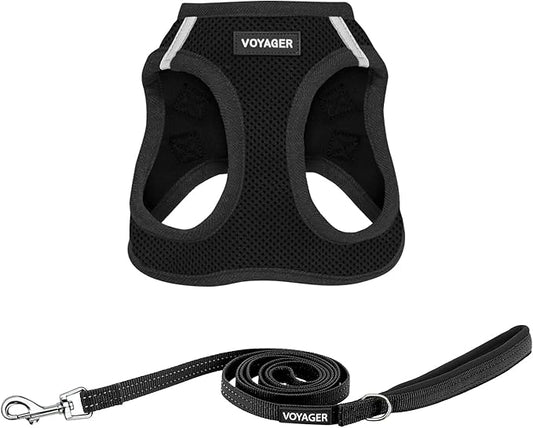 Voyager Step-in Air Cat Harness - All Weather Mesh Step in Vest Harness for Small and Medium Cats by Best Pet Supplies - Harness Leash Set (Black), XXS