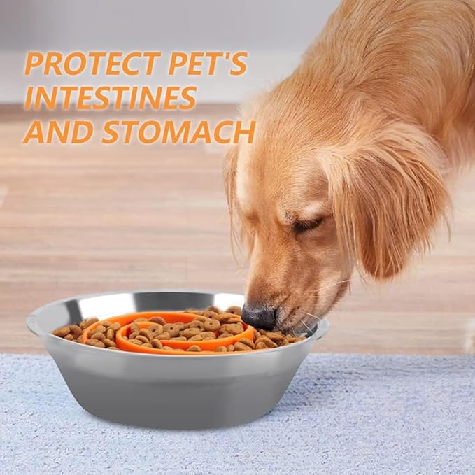 Slow Feeder Dog Bowls Insert, Animire Soft Silicone Slow Eating Dog Food Bowl for Small, Medium and Large Dogs, Compatible with Regular and Elevated Bowls