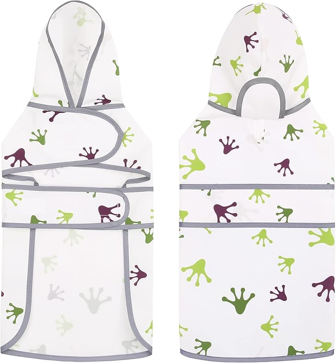 Dog Raincoats for Large Dogs Waterproof Hooded Rain Jacket with Reflective Strips Leash Hole & Poncho Adjustable Fit (FrogPaw,L)