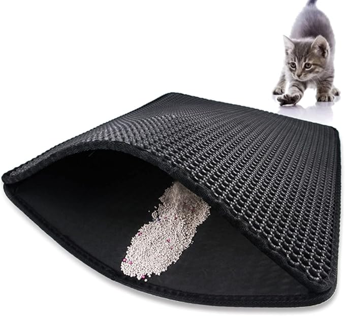 Cat Litter Mat Litter Tray Mat,Double Layer Design Waterproof Urine Proof Trapper Mat and Water Scatter Control Washable XS-XXL