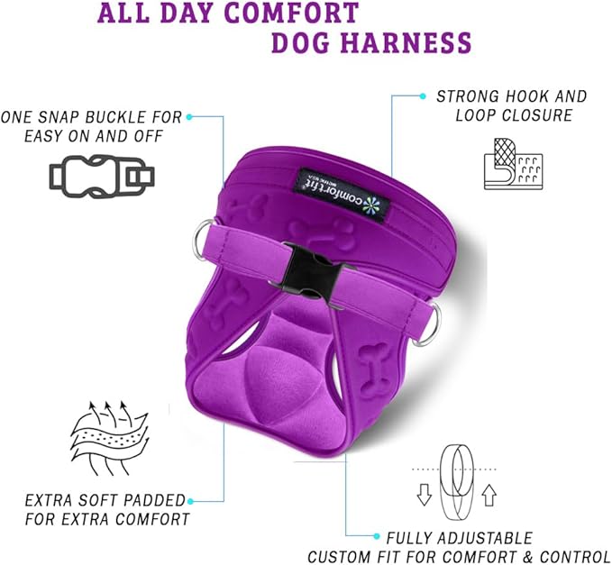 Comfort Fit Dog Harness Small Medium Sized Dogs Extra Comfort No Pull Step in Dog Harness with Adjustable Buckles Soft Padded Easy Control Vest Harness Training Walking Running Inside Velvet Plush
