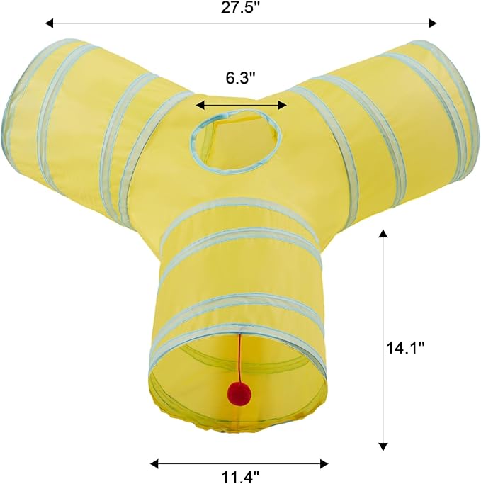 Cat Tunnels for Indoor Cats 3 Way Play Toy Kitty Tunnel Peek Hole Toy with Ball for Cat Tube Fun for Rabbits Kittens and Dogs