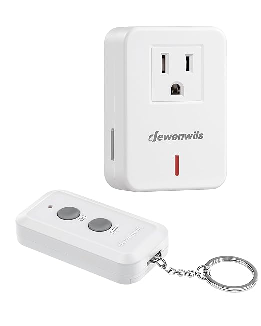 DEWENWILS Indoor Remote Control Outlet, Expandable Remote Light Switch Kit, Wireless On Off Power Switch for Christmas Light, 100ft RF Range, Compact Design, White