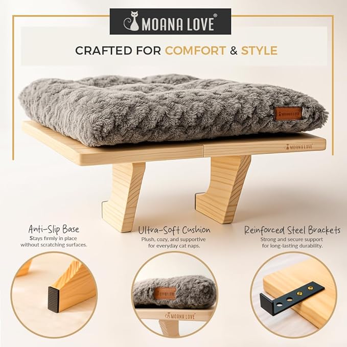 Cat Window Bed - Cozy Window Perch for Cats Inside - Stylish Cat Furniture with Soft Cushion, Perfect Kitten Bed & Cama para Gatos for Sunbathing, Hamaca para Gatos