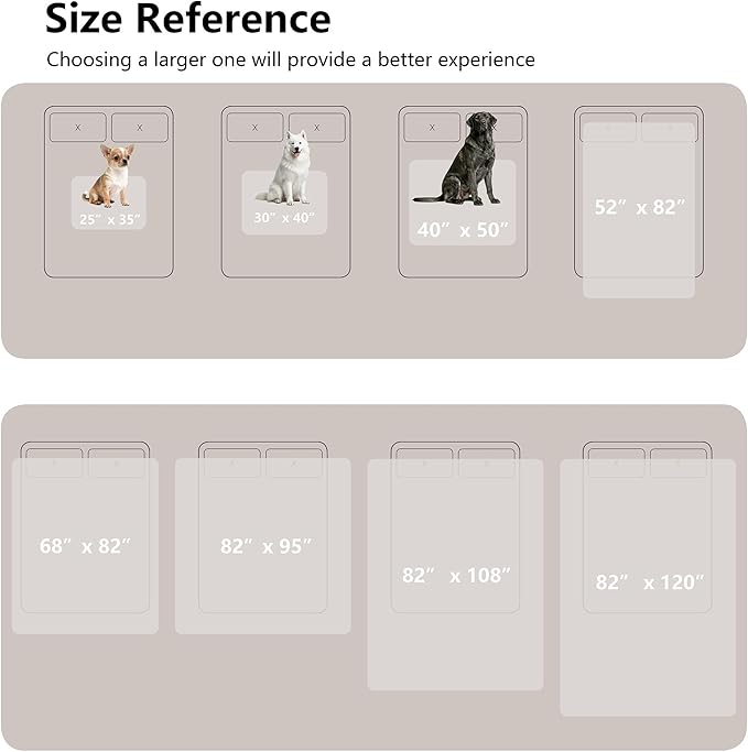 Waterproof Blanket for Bed King Size, Leak Proof Dog Couch Blankets Reversible, Pet Throw Sofa Furniture Protector Machine Washable-82 x108,Beige+Khaki