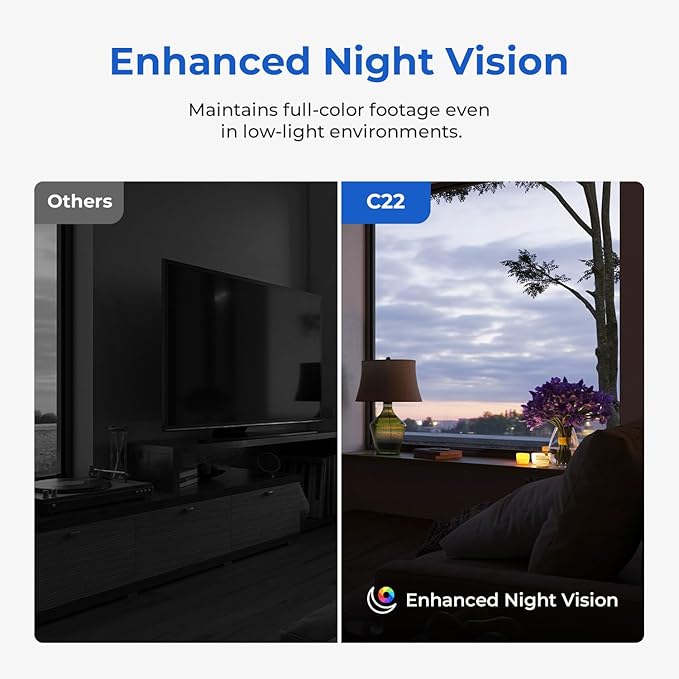 IMILAB C22 3K Security Indoor Camera - 360° View Home Camera with Color Night Vision for Baby/Pet Monitor, Plug-in 2.4Ghz WiFi 6 Inside Cam, 2-Way Audio, AI Detection, Local/Cloud Storage(Black)