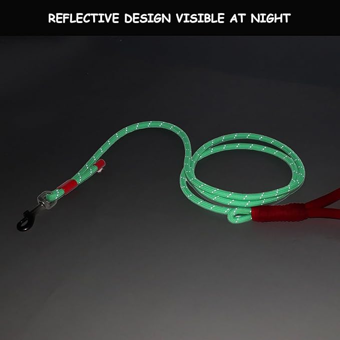 2 Pack Rope Dog Leash, 4.5 ft Lightweight Premium Rope Leash with Comfortable Padded Handle, Reflective Dog Leashes for Small and Medium Dogs, Kid-Friendly Family Set