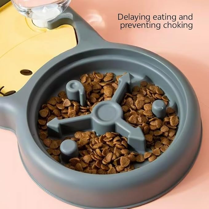 Slow Feeder Dog Bowls,pet Automatic Water Dispenser, Cervical Protection cat Bowl, Multifunctional Integrated, Suitable for Cats, Small and Medium-Sized Dogs