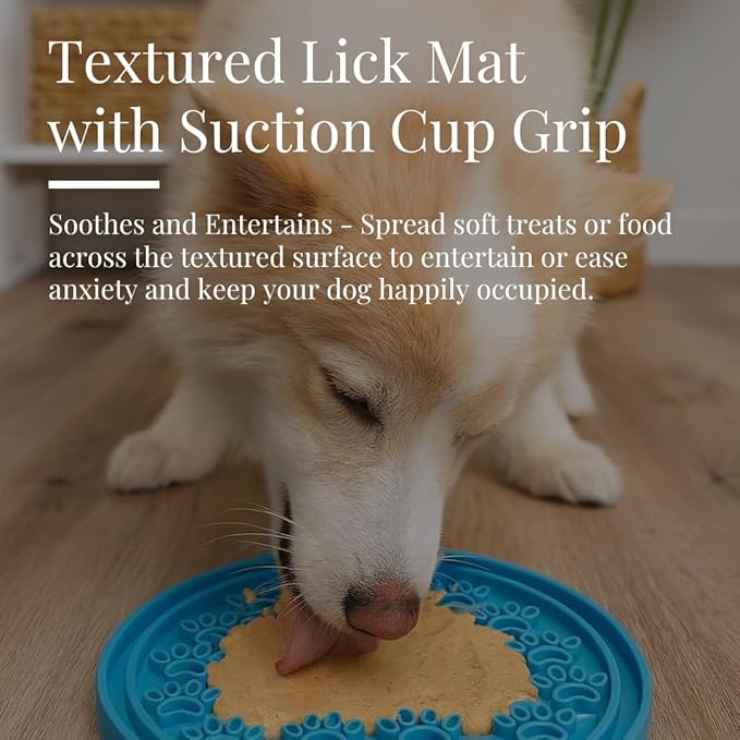 Slow Feeder Dog Bowl with Premium Lick Mat Lid | Heavy Duty Stainless Steel Dog Bowls | Silicone Slow Feeder Insert | Non-Slip & Durable | 64 oz | Medium to XL Dogs (Steel Gray)