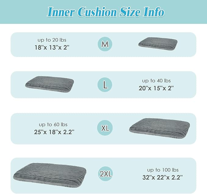 Cute Dog Bed for Small & Medium Dogs - Calming Orthopedic Rectangle Dog Bed with Reversible Cushion and Removable Cover, Washable Soft Pet Kennel Bed with Handle, 30x24x4Inches, Warm Grey