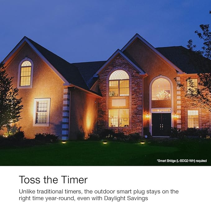 Lutron Caseta Weatherproof+ Outdoor Smart Plug and Pico Smart Remote | for Landscape and String Lighting | P-PKG1OUT-BL | Black