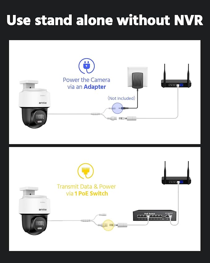 ANNKE CPT500 3K PT PoE Camera, 2-Way-Audio, 345° Pan 80°Tilt IP Security Camera Outdoor, Auto-Tracking Lite, AI Human Detection for Surveillance, Smart Dual Light, 512GB SD Card Slot (Not PTZ)