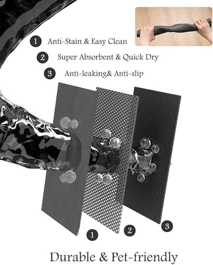 PADOOR Pet Feeding Mat-Absorbent Dog Mat for Food and Water Bowl-No Stains Quick Dry Water Dispenser Mat-Dog Accessories Pet Supplies-Bowl for Messy Drinkers（Darkgrey,17"x28"）