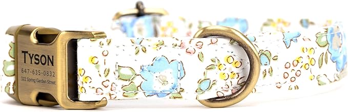 Personalized Dog Collar with Name and Phone Number Engraved,Adjustable Custom Puppy Collar,Organic Cotton Pet Collar for Small Medium Large Boy Girl Dogs