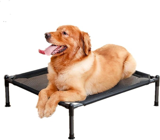 Elevated Dog Bed for Dogs, Portable Indoor & Outdoor Cooling Mesh Raised Dog Bed Cots with Skid-Resistant Feet (Medium)