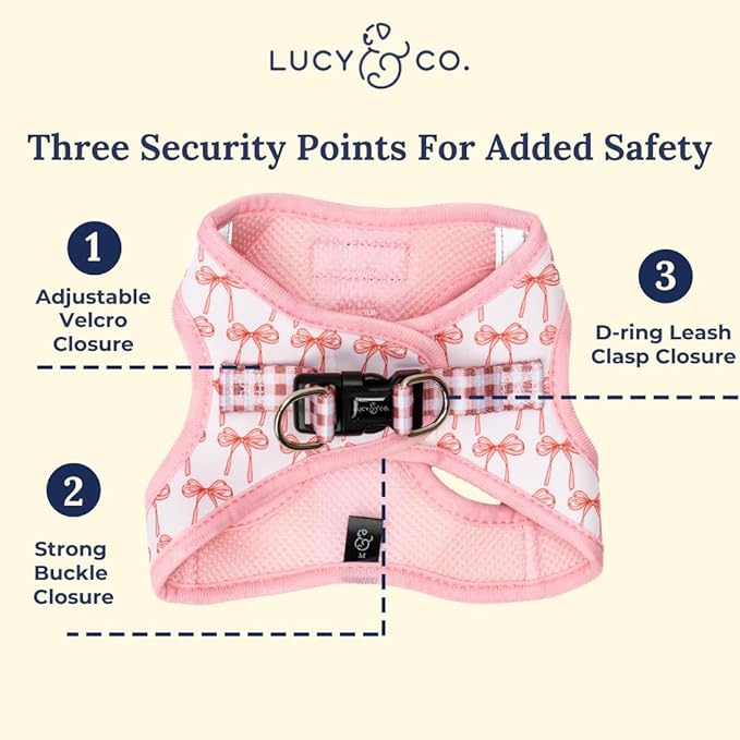 Lucy & Co. Take a Bow Step-in Cat Harness & Leash Bundle – Reflective, Breathable & Adjustable Harness for Cats, Kittens & Small Dogs, Lightweight & Secure and Dual Leash Clips – Small