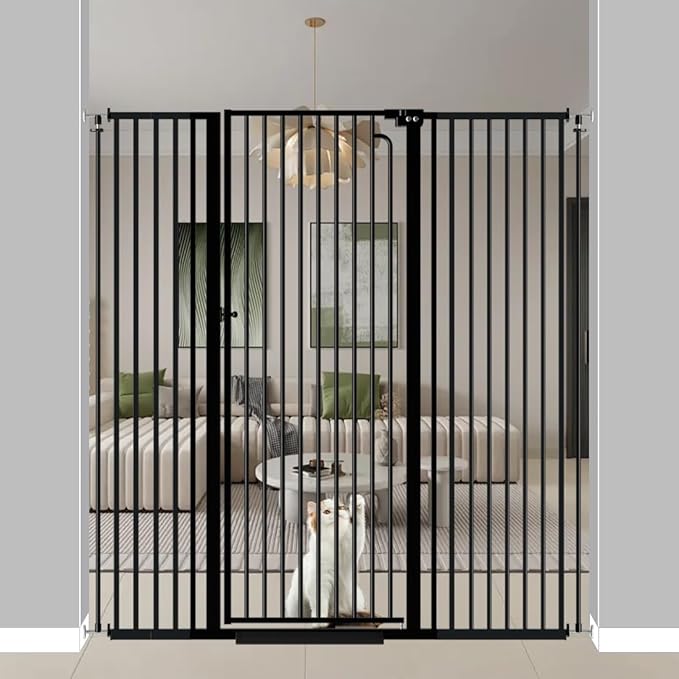 57" Extra Tall Pet Gate for Cats Dogs-52.8"-57.4" Extra Wide Cat Gate for Doorways and Stairs-1.37" Ultra Narrow Spacing Pressure Mounted Dog Gate with One-Handed Operation(52.8"-57.4")