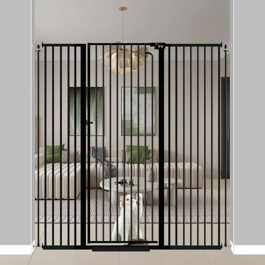 57" Extra Tall Pet Gate for Cats Dogs-52.8"-57.4" Extra Wide Cat Gate for Doorways and Stairs-1.37" Ultra Narrow Spacing Pressure Mounted Dog Gate with One-Handed Operation(52.8"-57.4")