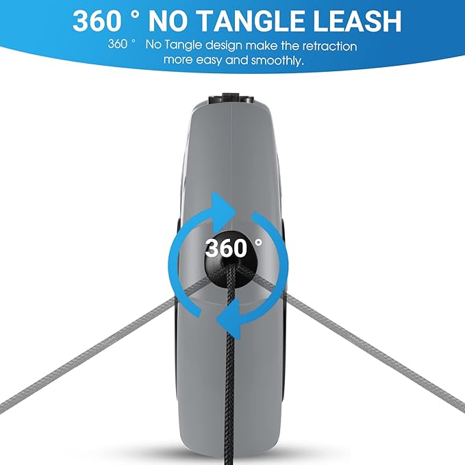 Retractable Dog Leash, 26 Ft Heavy Duty Pet Walking Leash for Small Medium Large Dogs up to 99lbs, Anti-Slip Handle, 360 ° No Tangle, Nylon Tape, One-Handed Brake (Grey)