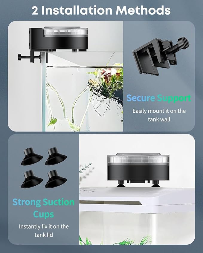 Pawfly Aquarium Automatic Fish Feeder, 108 mL Food Dispenser for Pellets Powder and Granules, Adjustable Timer Feeder for Fish Tank, Battery Powered (Batteries Not Included)