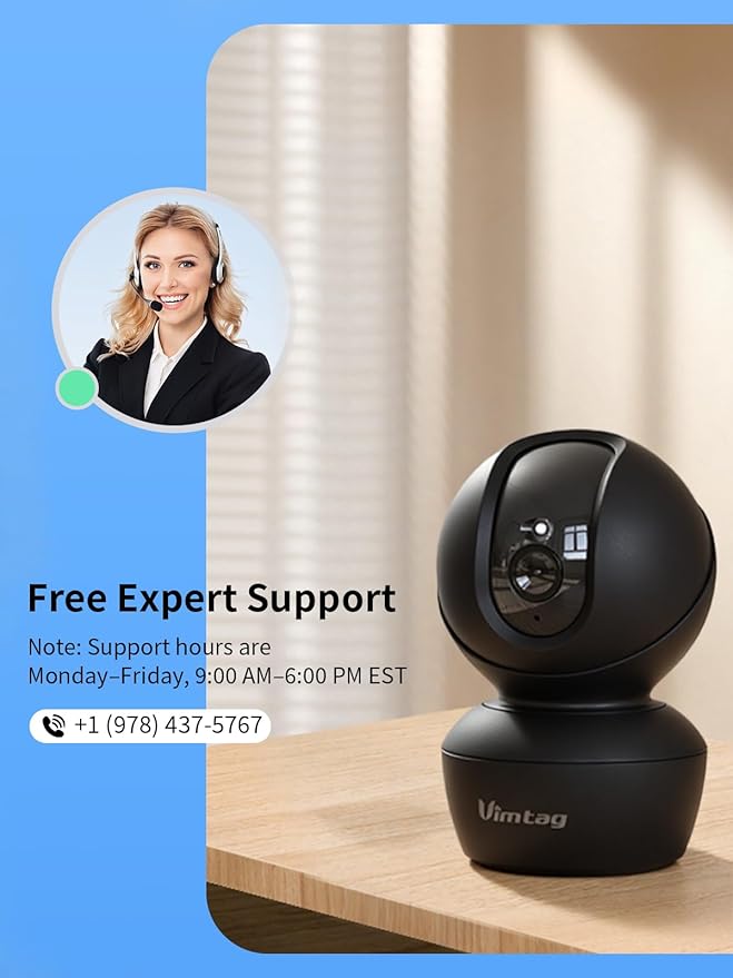 VIMTAG 5G 4MP Indoor Cameras for Home Security, Pet Camera Indoor with Phone App, Dog Cam, Human Detection, 2-Way Audio, 360 Motion Tracking, IR Night Vision, Compatible with Alexa