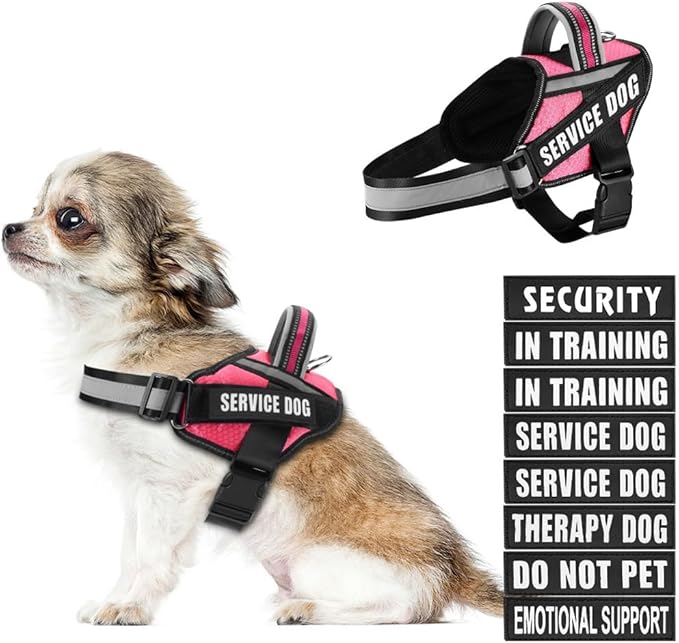 Dog Vest Harness and Patches Set, Animire in Training Service Dog Harness with 10 Dog Patches, Reflective Dog Vest with Handle for Small, Medium, Large, and Extra-Large Dogs