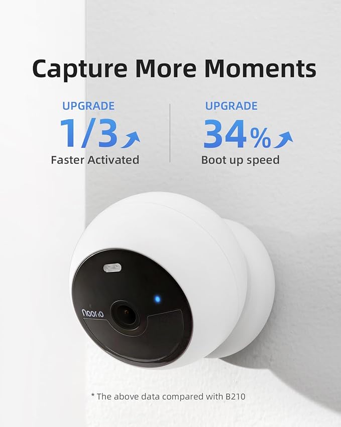 Noorio B211 Security Camera Indoor Outdoor Wireless 2K+ Bluetooth Camera for Home Security, Motion Activated Security Camera Spotlight Color Night Vision 16GB Local Storage Work with Alexa Magntic