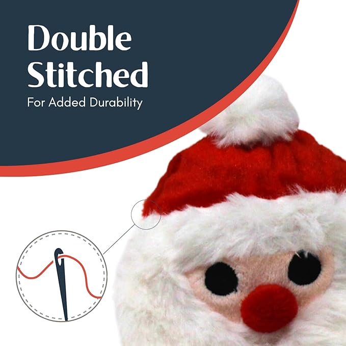 Flourish Pets 2 in 1 Christmas Multi-Layer Chew Toy for Active Dogs | Non-Toxic BPA Free Double Stitched Soft Fabric and Long-Lasting Dog Plush Toys - Christmas 3.5" (2 Pack)