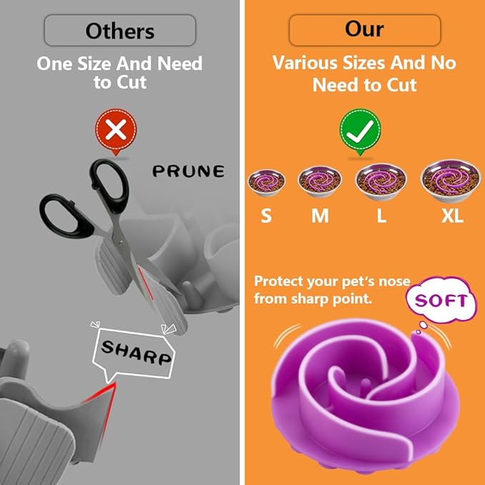 Slow Feeder Dog Bowls Insert, Animire Soft Silicone Slow Eating Dog Food Bowl for Small, Medium and Large Dogs, Compatible with Regular and Elevated Bowls