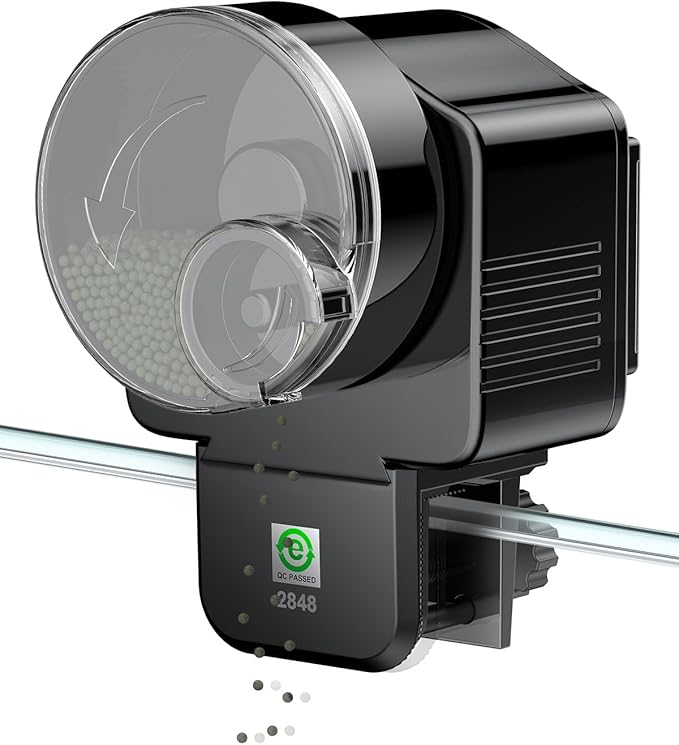 Pawfly Automatic Fish Feeder for Aquarium, Auto Vacation Timer for Tank 60 ml Adjustable Fish Food Dispenser for Pellets Strips, Battery Operated (Battery Not Included)