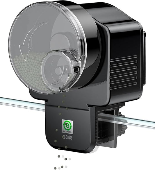 Pawfly Automatic Fish Feeder for Aquarium, Auto Vacation Timer for Tank 60 ml Adjustable Fish Food Dispenser for Pellets Strips, Battery Operated (Battery Not Included)