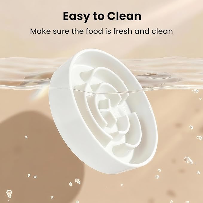 Ceramic Slow Feeder Dog Bowls,2.0 Cups Slow Feeder for Medium Large Breed,Puzzle Dog Food Bowl to Slow Down Eating, Anti-Gulping, Stop Bloat,Preventing Choking,Anti-Slip,8in,White