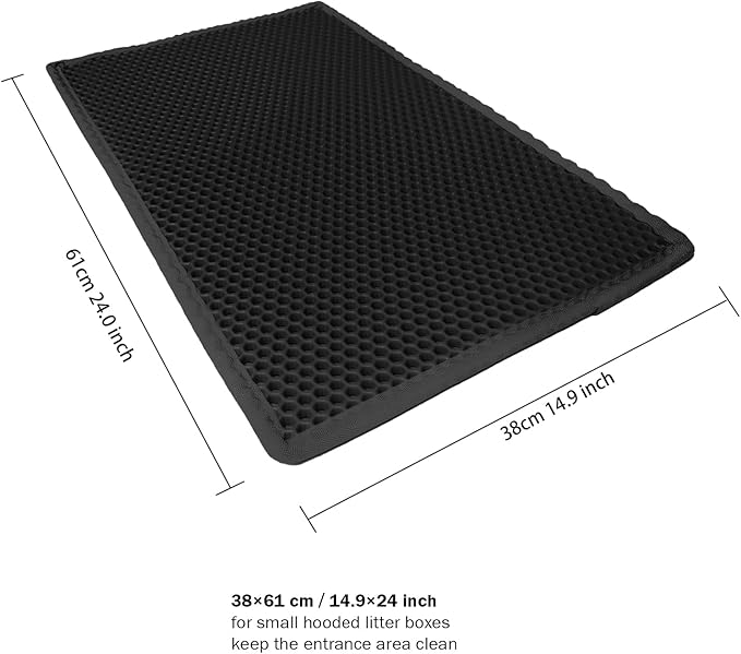 Cat Litter Mat, Cat Litter Trapping Mat, 24''x 14.9''Inch, Double Layer Waterproof Proof Litter Box mat, Non-Slip Design, Reduces Litter Scatter, Easy to Clean, Black