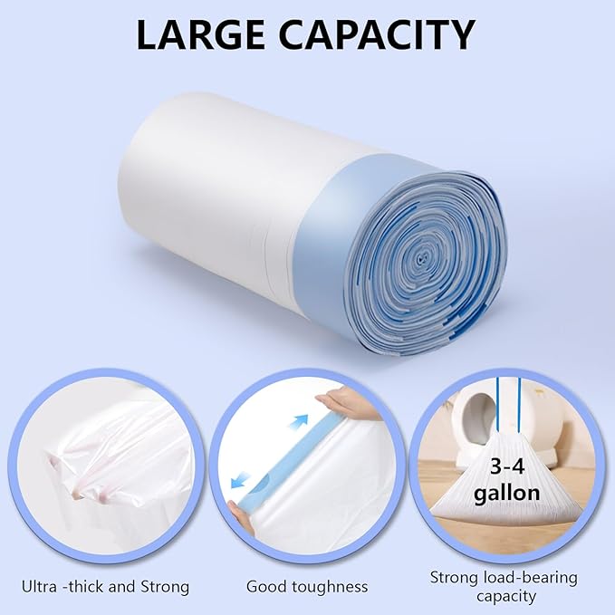 120 Count Self-Cleaning Cat Litter Box Liners Bag, Compatible with MeoWant-SCO1 and MeoWant-SCO2, Thick Heavy Duty Drawstring Replacement Cat Litter Box Liners-18"x 12.6"