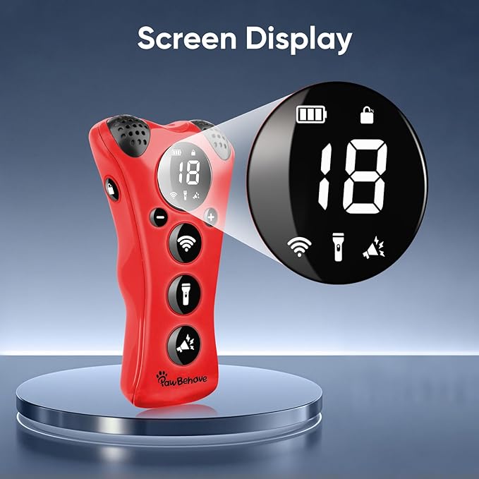 Ultrasonic Dog Bark Deterrent Device –10-Level Adjustable Anti Barking Trainer with Flashlight, Strobe, E-Clicker(18 Whistle Sounds)–No Shock, Collar-Free Dog Behavior Correction Devices